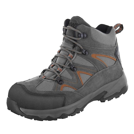 Size 10 Men's Steel Toe Work Boot, Charcoal/Orange